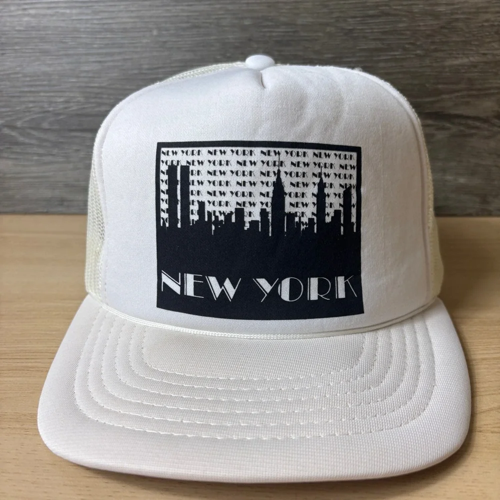 Vintage New York Hat Cap Snap Back White Trucker‎ NYC Adjustable